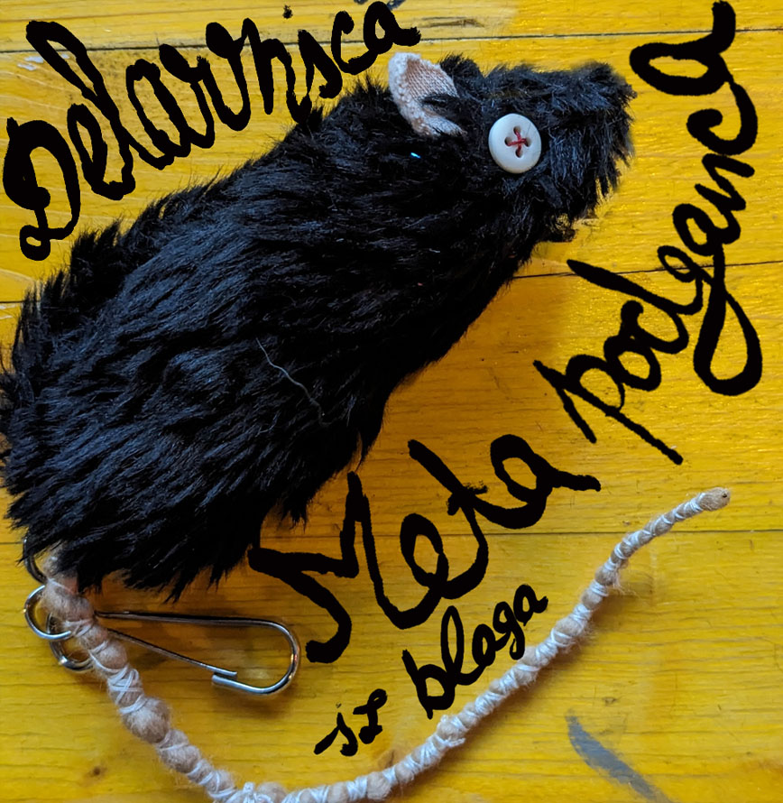 Naslovnica likovne delavnice - Meta podganca iz blaga.